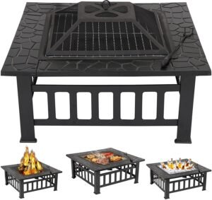 ZENY 32 Outdoor Fire Pit Square Table 